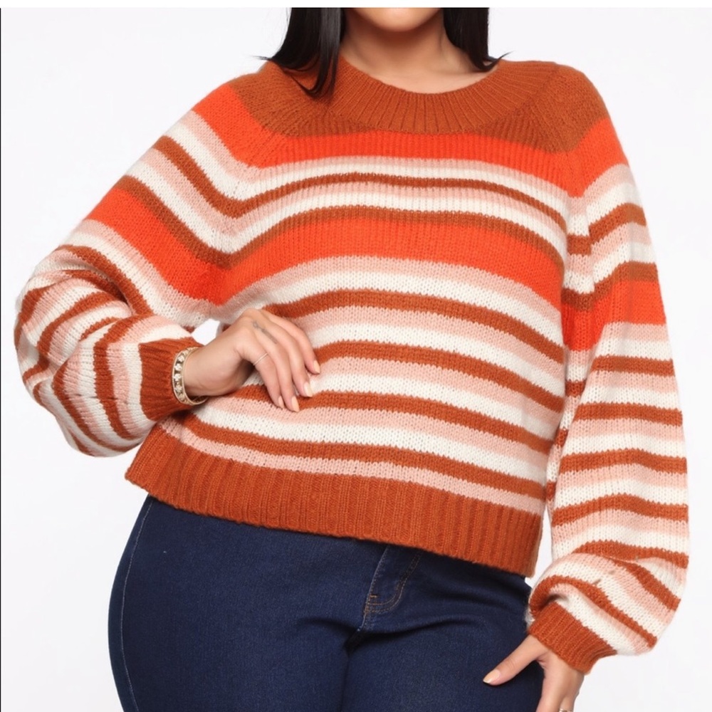 NWT Fashion Nova Missin' You Plus Size Striped Sweater Plus Size 2X